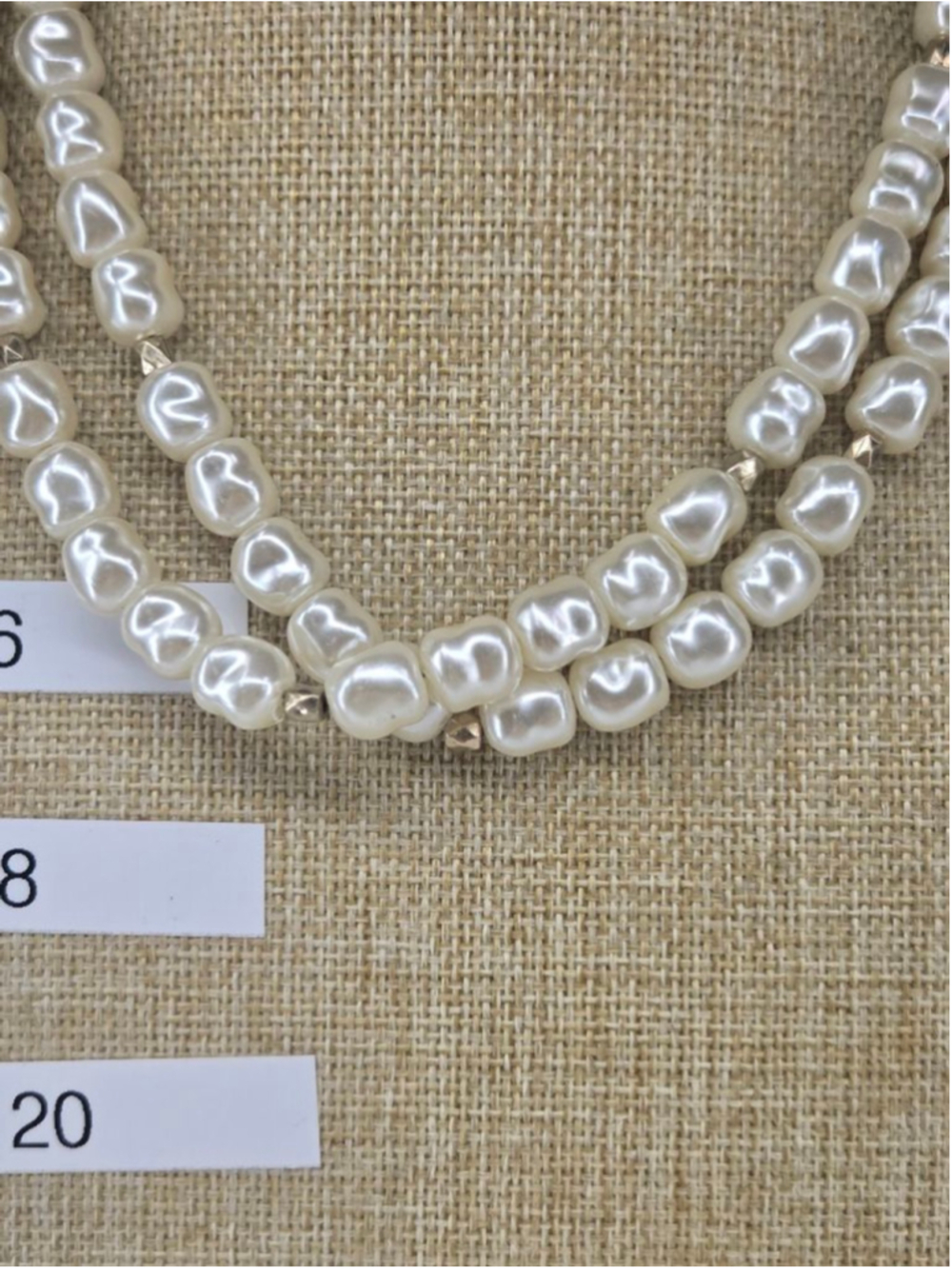 NWT Chico's Necklace Faux Pearl Double Strand White Goldtone Medallion Key Charm - Picture 5 of 13